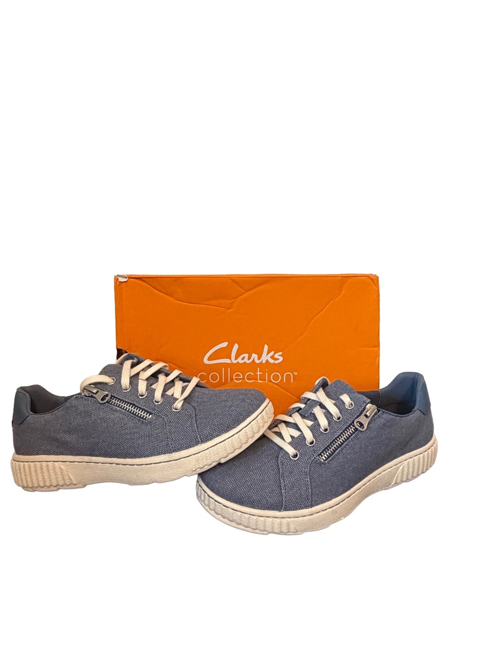 Clarks Blue Canvas Lace-Up Sneakers